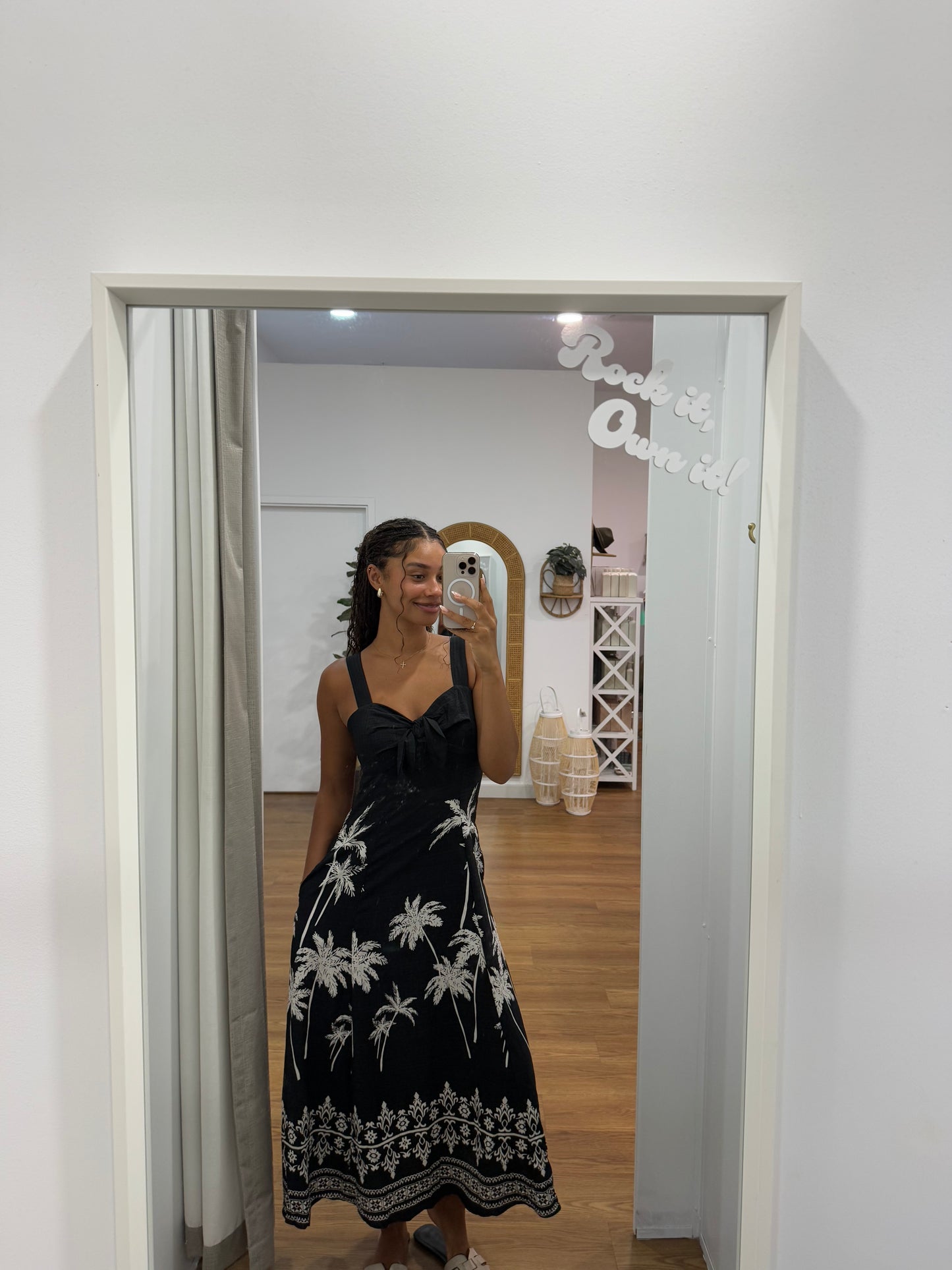 Savanna Palm Dress - Blk