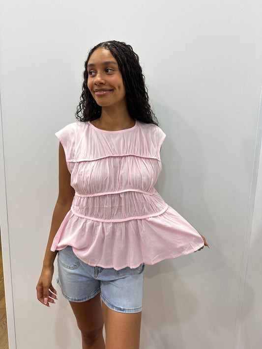 Billy Shirred Top - Pink