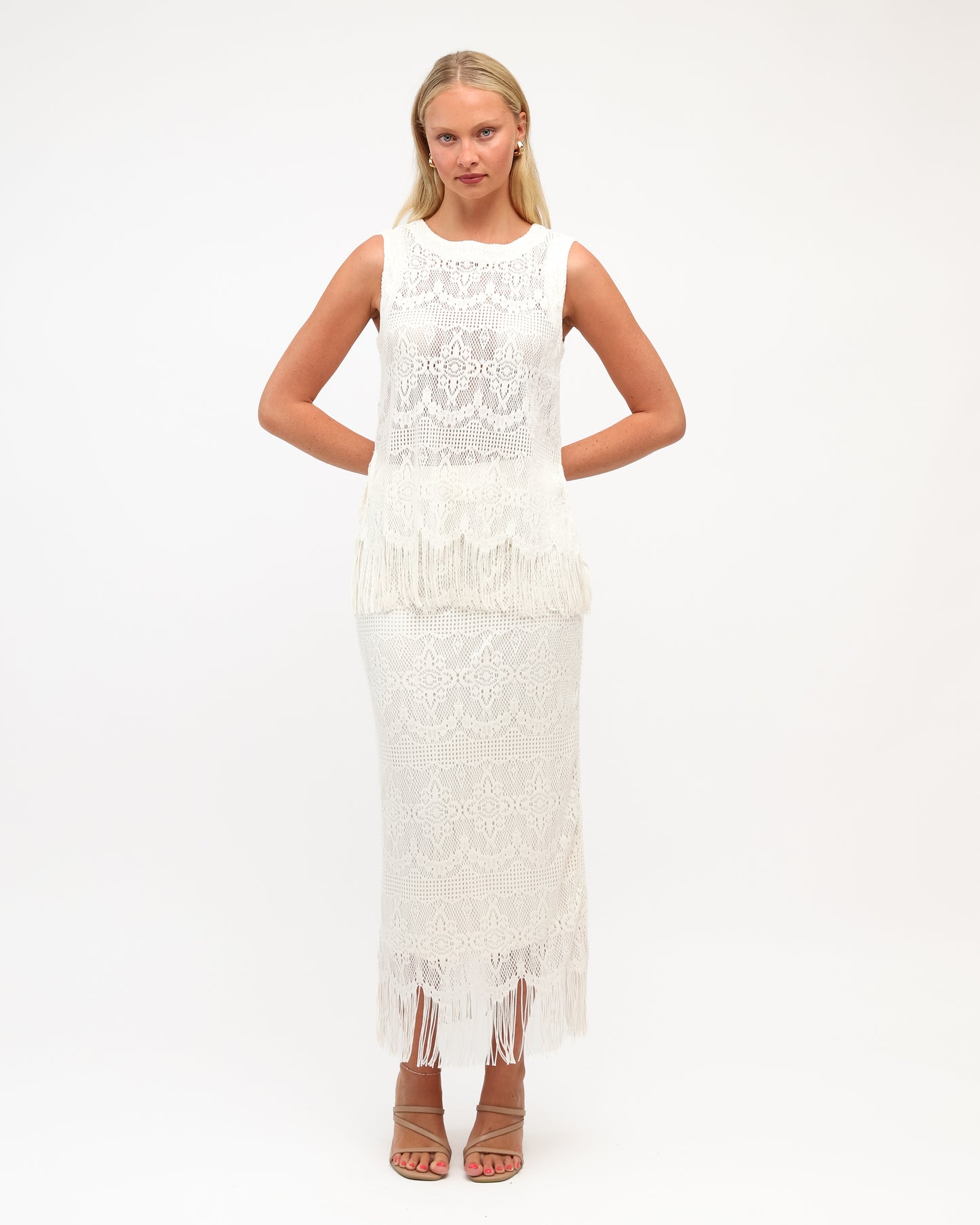 Haze Lace Tassel Skirt - Ivory by Artikle Clothing