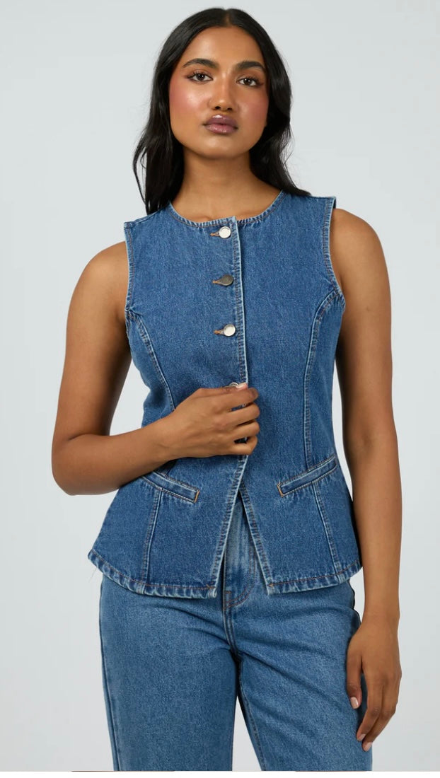 Lena Denim Vest By All About Eve