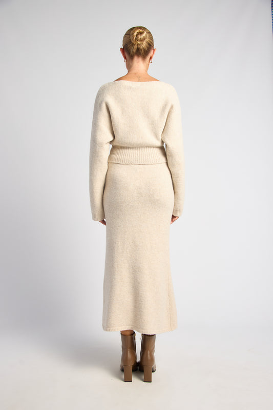 Florence Knit Midi Skirt - Oatmeal by Artikle Clothing