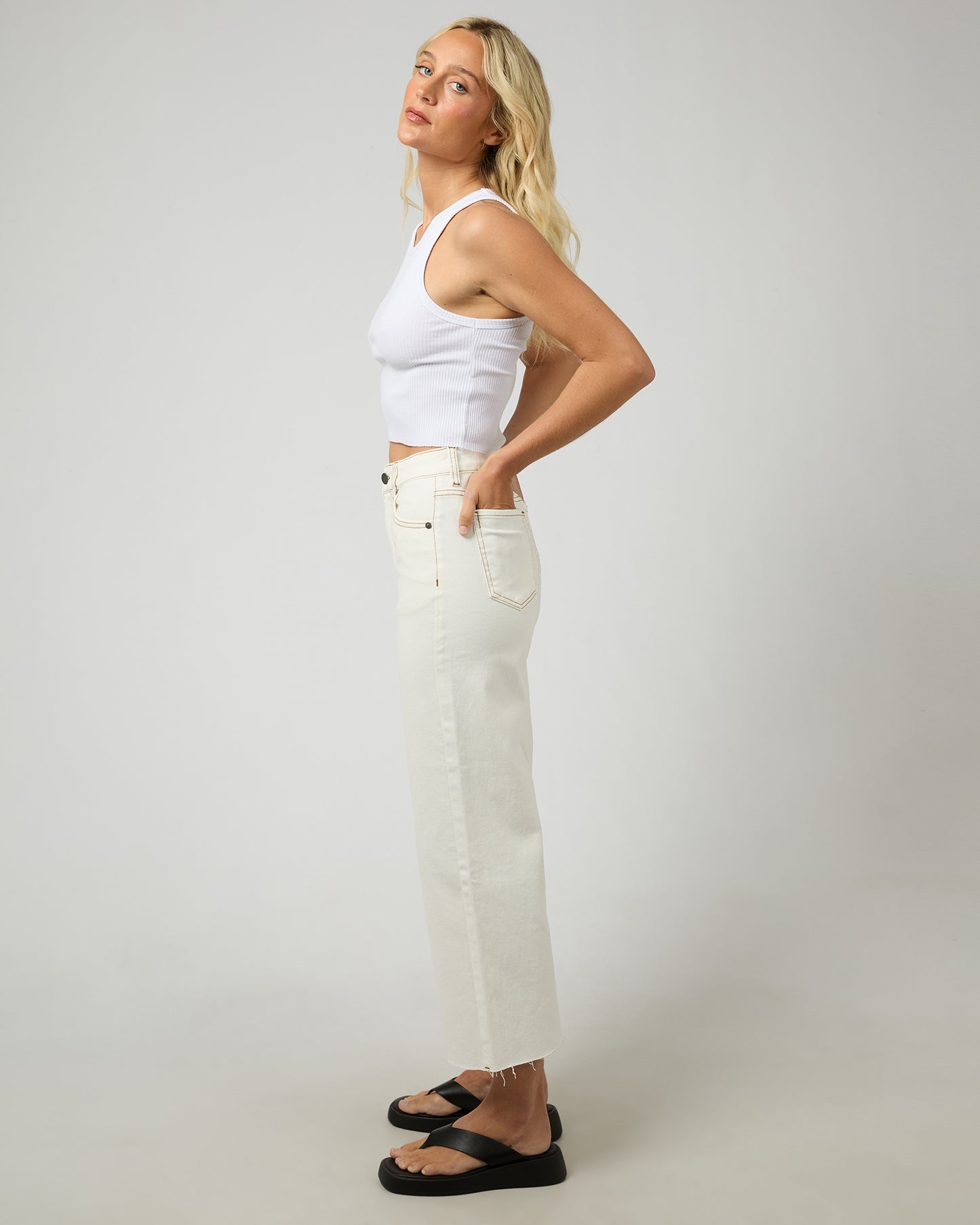 All About Eve Charlie High Rise Wide Leg - Vintage White by Artikle Clothing