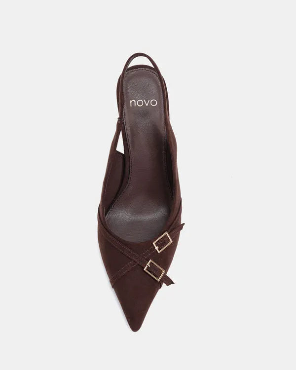 Novo Iggi Court Heel - Espresso Suede by Artikle Clothing