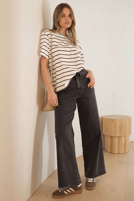 Ceres Life Evie Wide Leg Jean - Washed Black by Artikle Clothing
