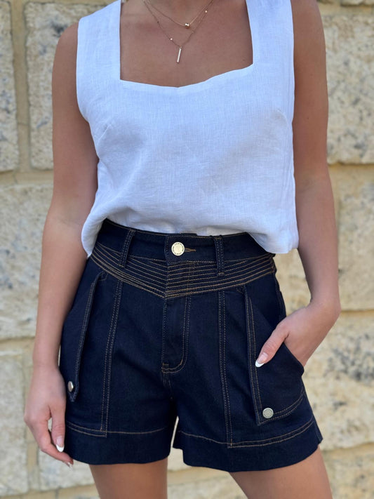 Mykos Denim Shorts - Dark Wash by Artikle Clothing