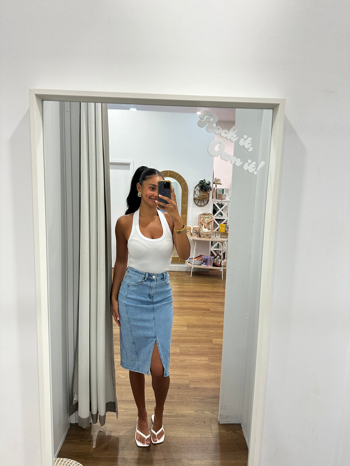 Milan Denim Midi Skirt by Artikle Clothing