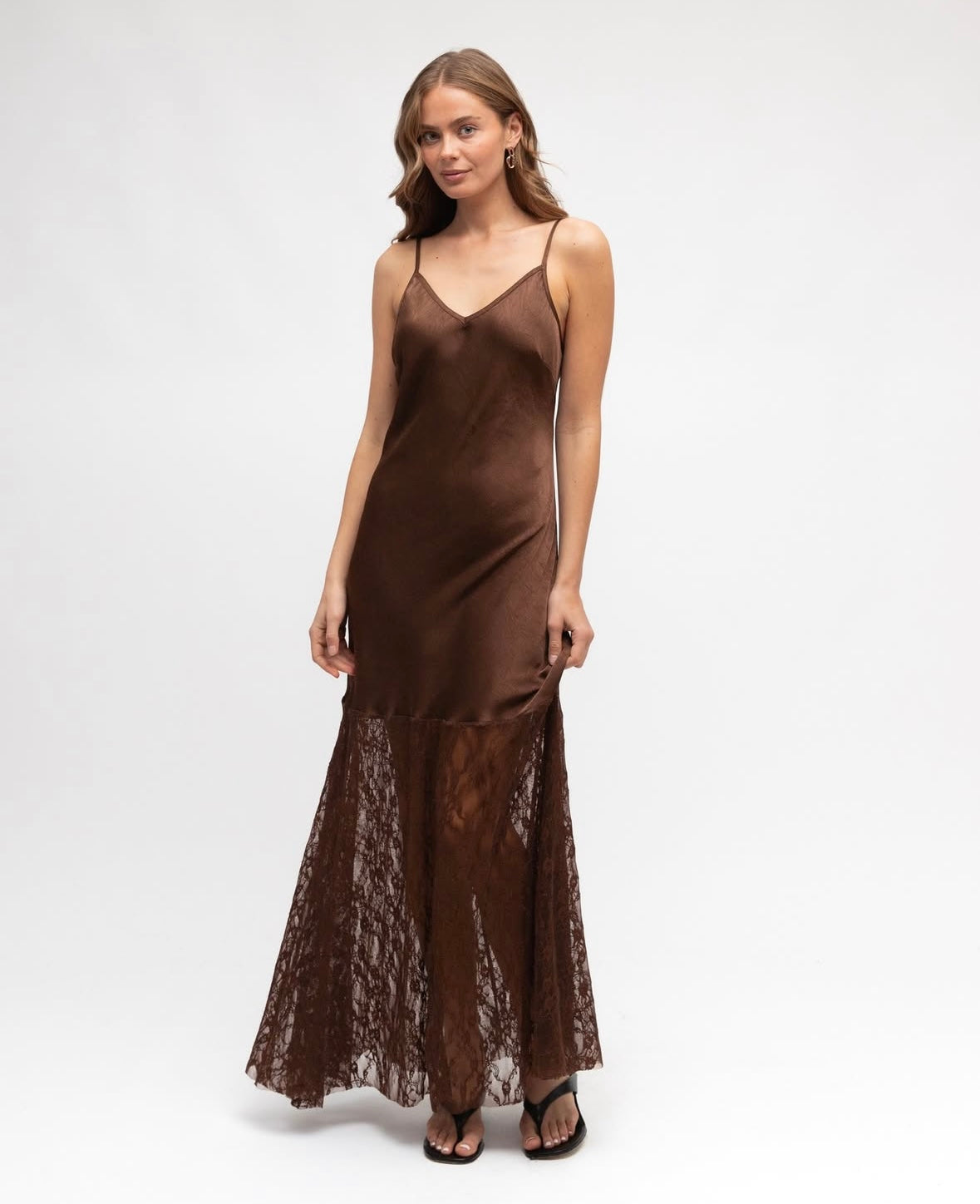 Fade to Lace Maxi Dress- Expresso