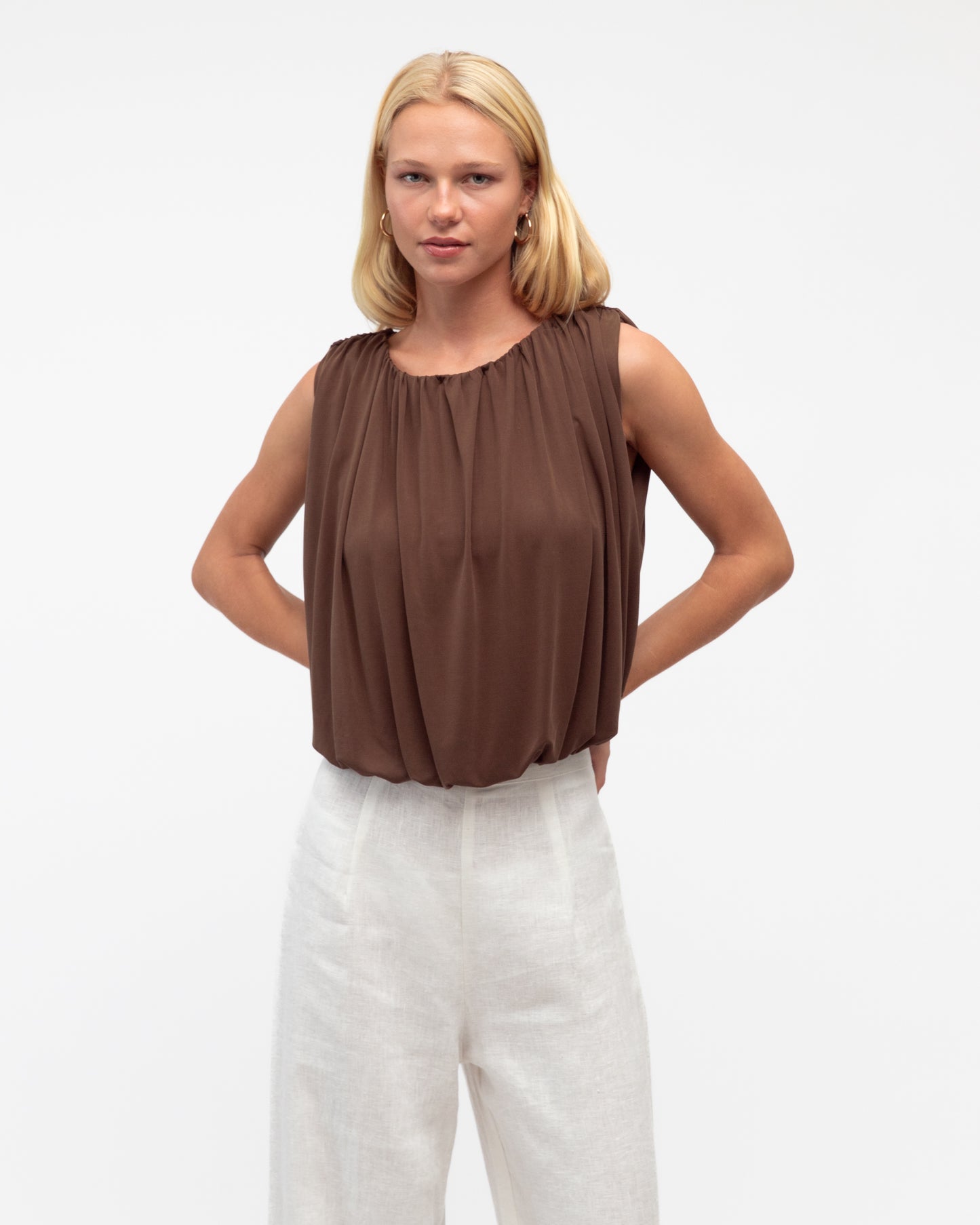 Bubble Hem Top - Chocolate by Artikle Clothing
