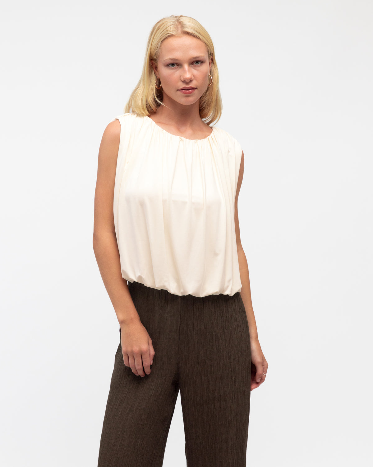 Bubble Hem Top - White by Artikle Clothing