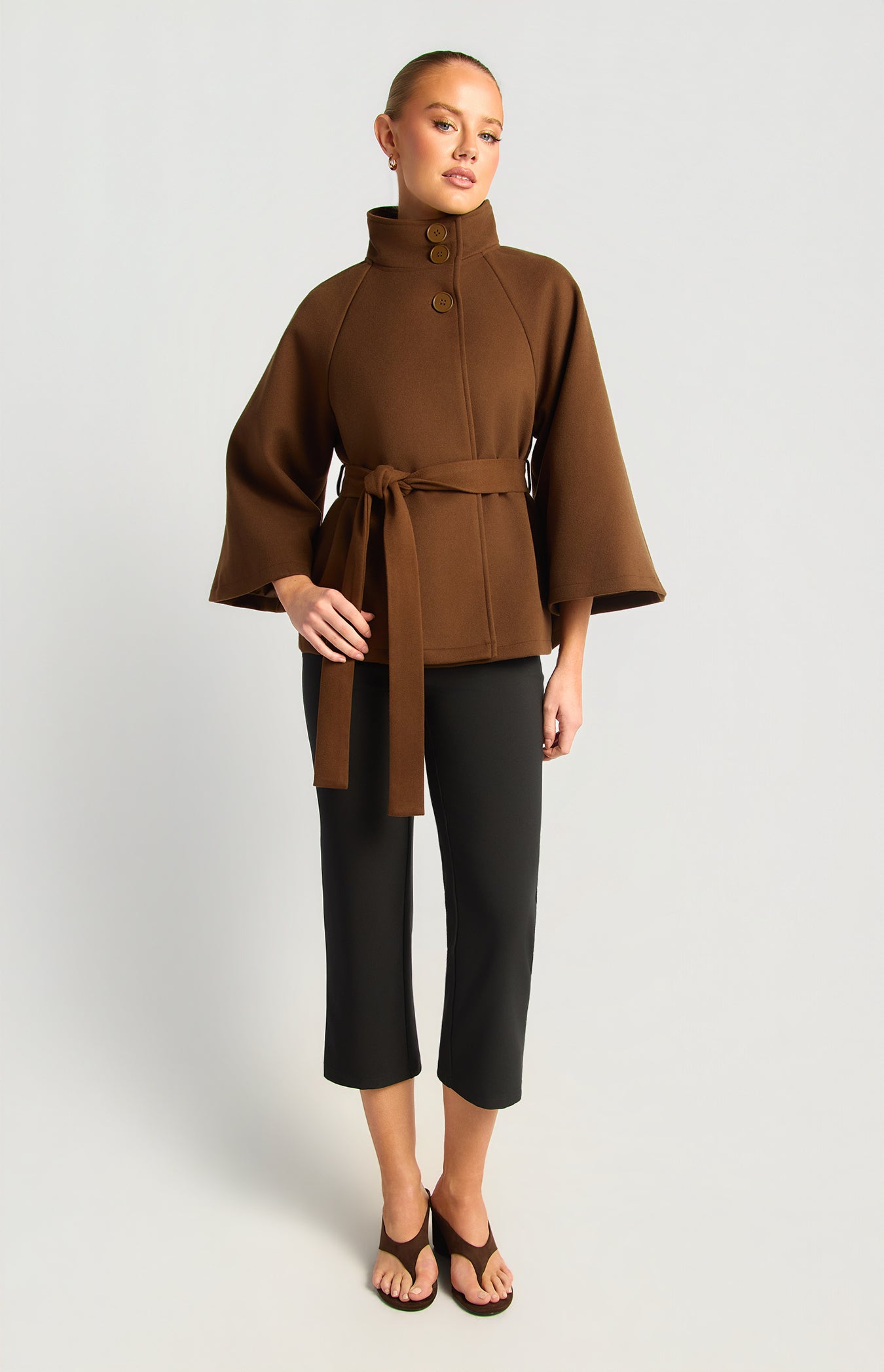 Funnel Neck Cape - Chocolate by Artikle Clothing