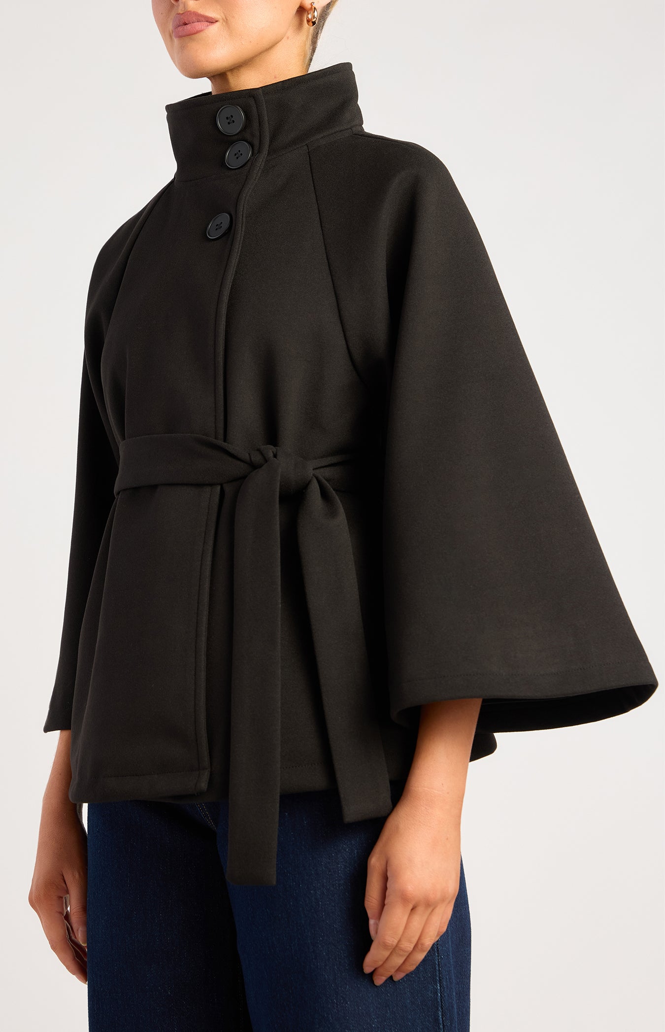 Funnel Neck Cape - Black by Artikle Clothing
