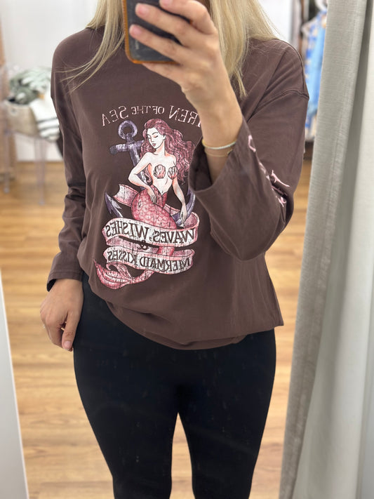 Siren Of The Sea Long Sleeve Tee - Chocolate