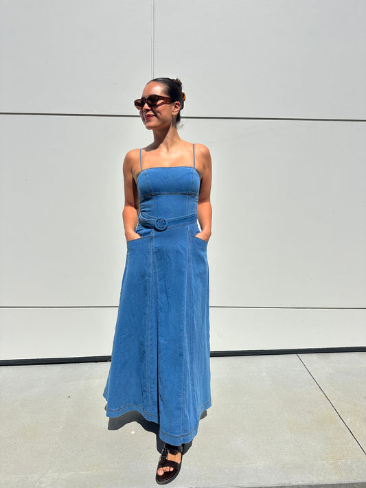 Clea Denim Maxi Dress by Indikah