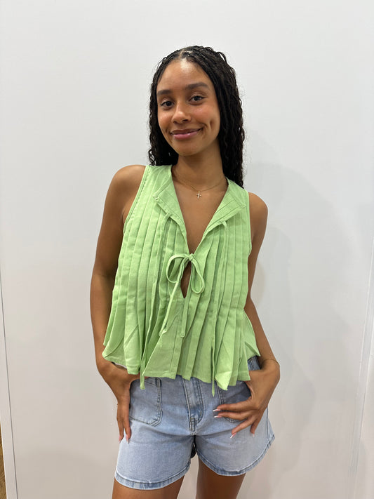 Matcha Tie Front Top