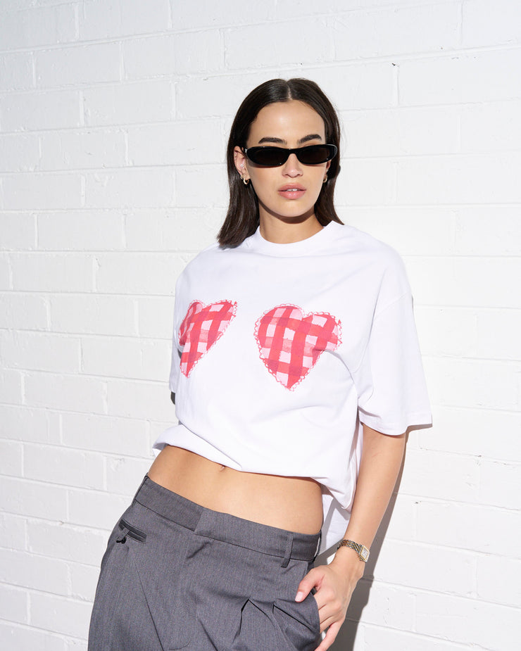 Gingham Hearts Oversized Tee by Maku