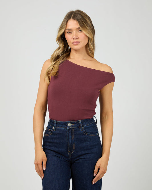 Kylie Off Shoulder Top - Burg by Artikle Clothing