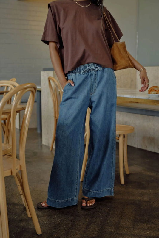 Ceres Life Andie Wide Leg Drawstring Pant - Blue Denim by Artikle Clothing