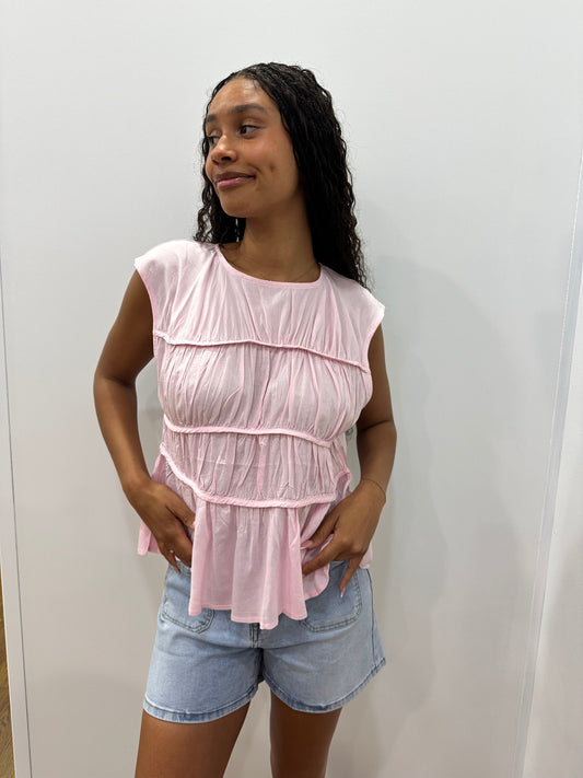 Billy Shirred Top - Pink