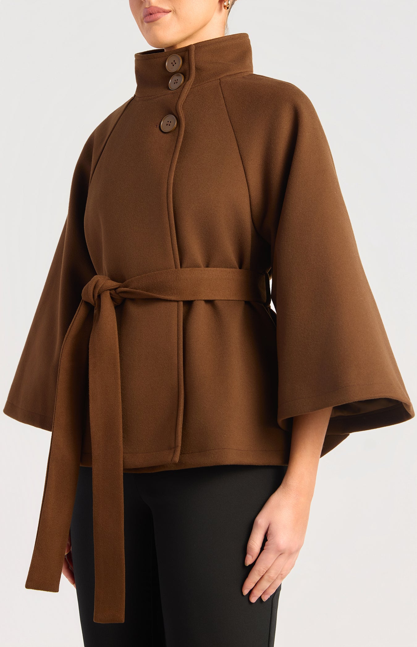 Funnel Neck Cape - Chocolate by Artikle Clothing