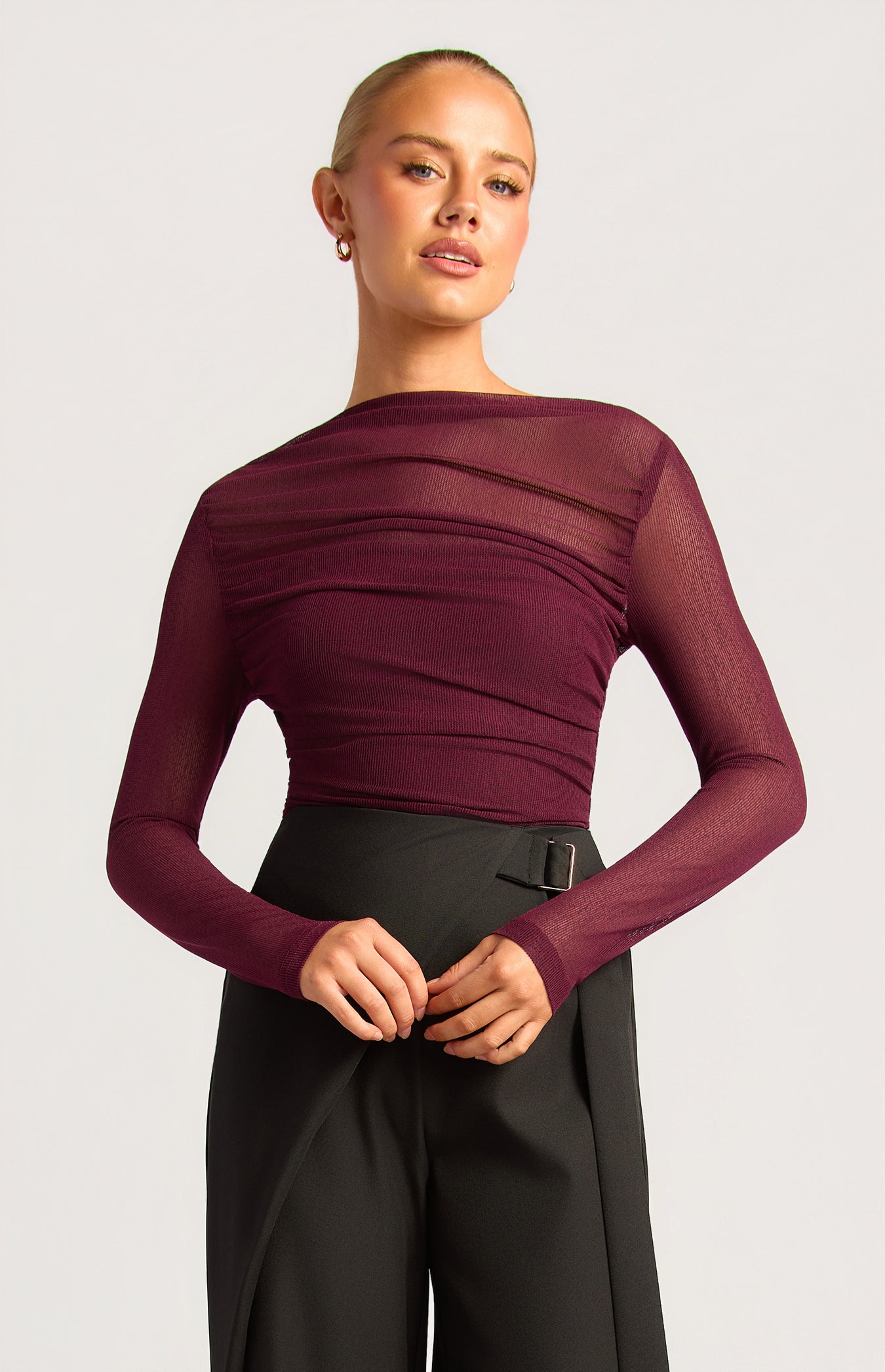 Whitney Sheer Top - Merlot by Artikle Clothing