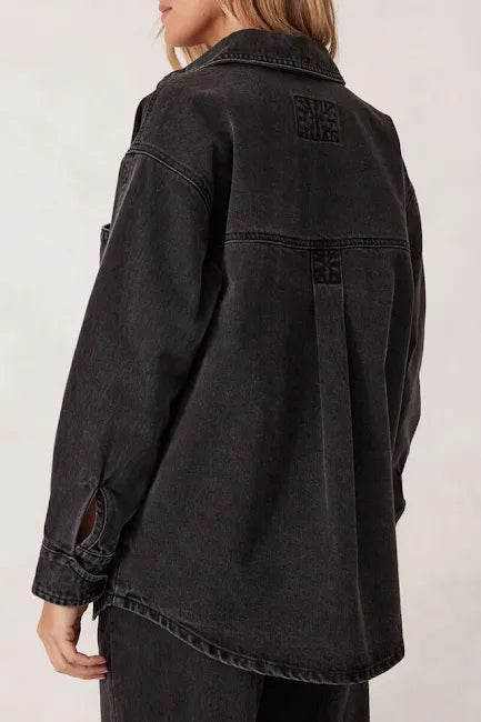 Ceres Life Bobbi Side Pocket Shacket - Washed Black by Artikle Clothing