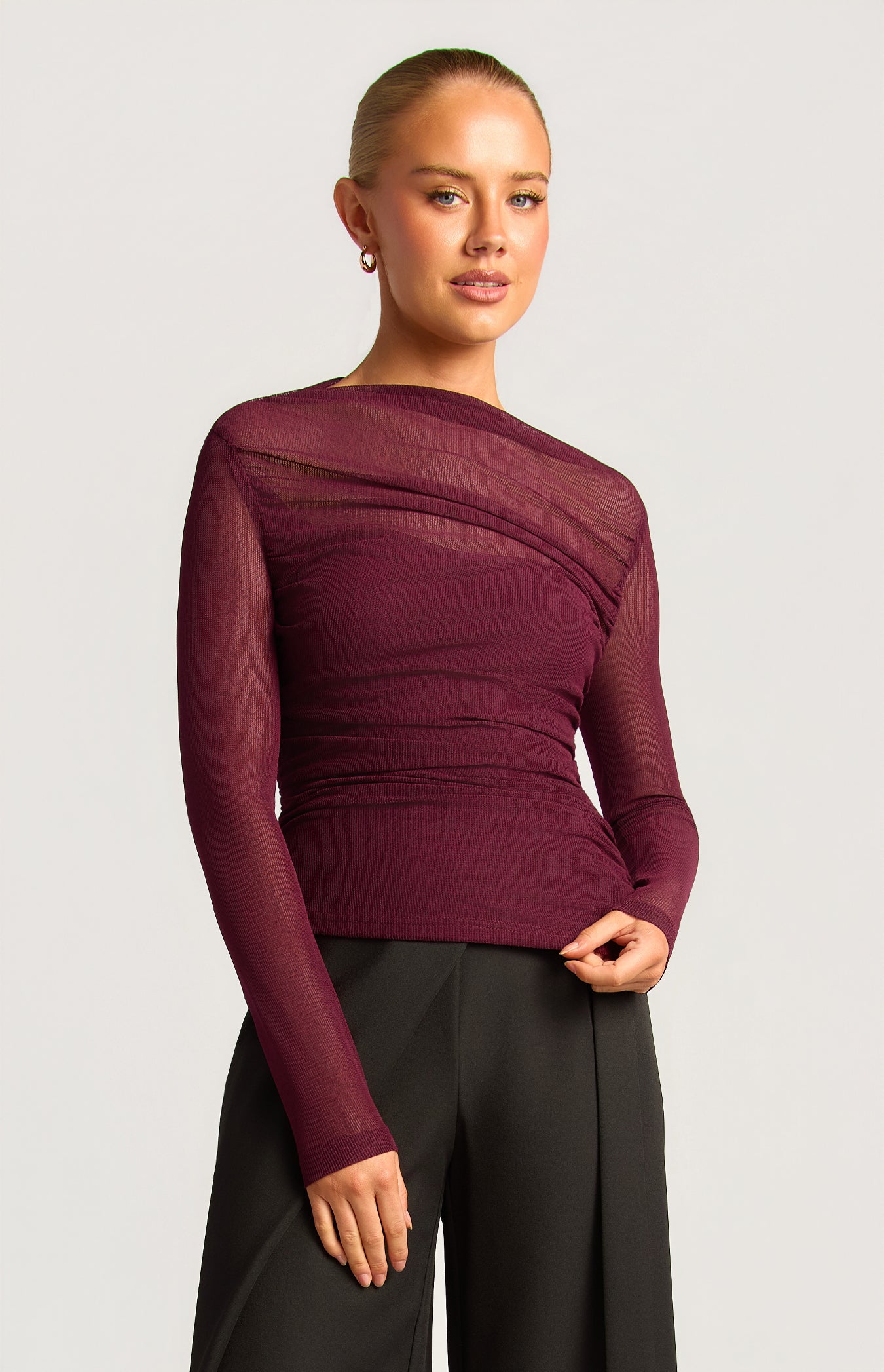 Whitney Sheer Top - Merlot by Artikle Clothing