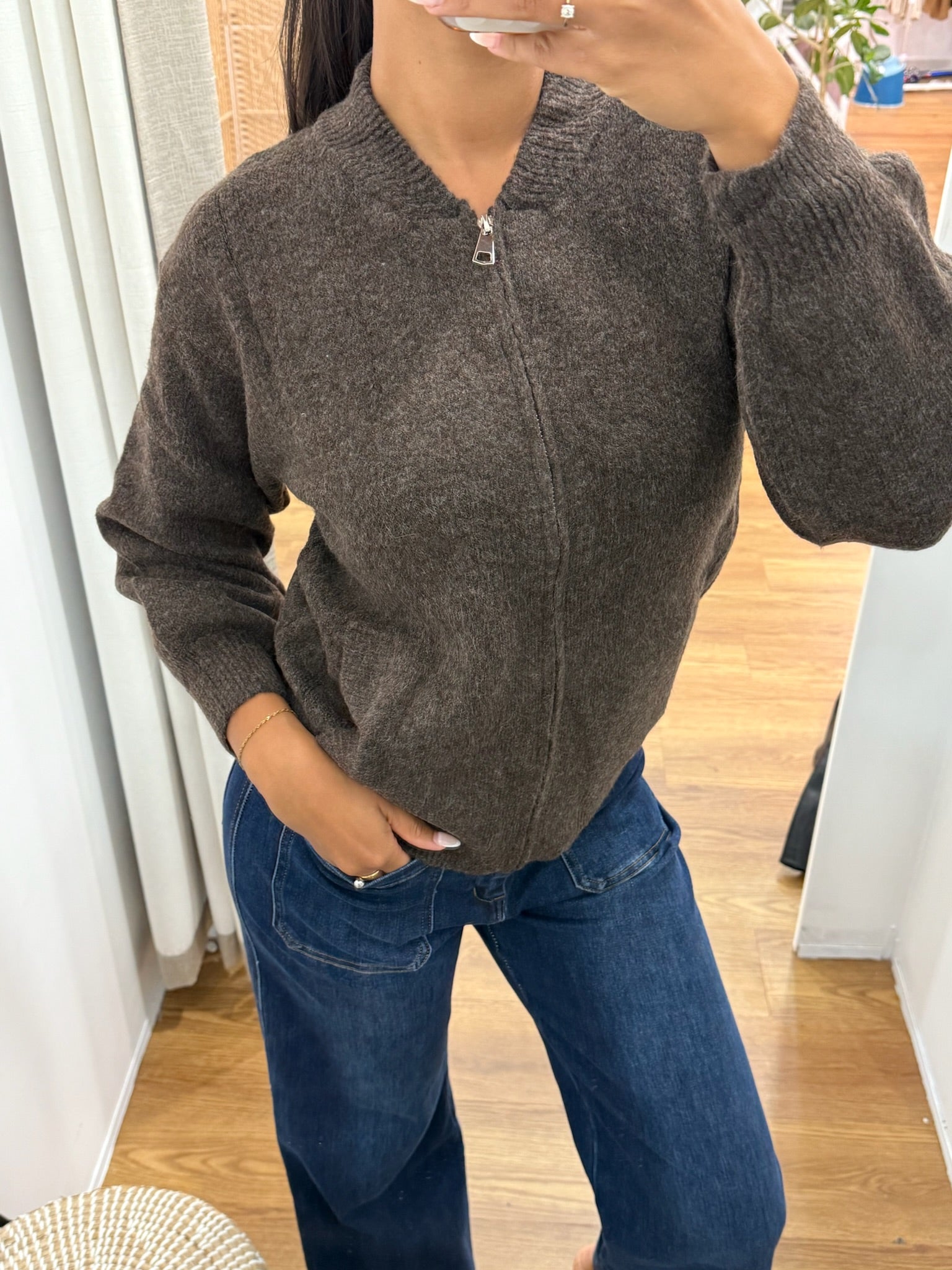 Little Lies Knit Bomber - Chocolate by Artikle Clothing