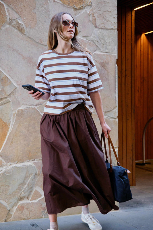 Poplin Maxi Skirt - Chocolate by Artikle Clothing