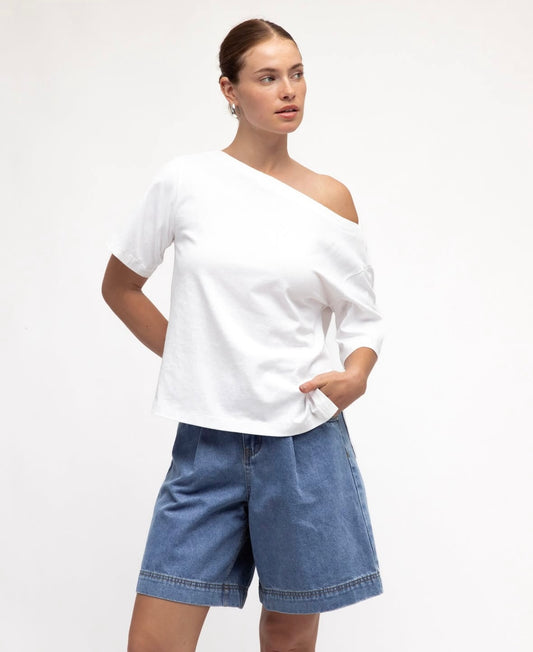 Jenna Boat Neck Top - White