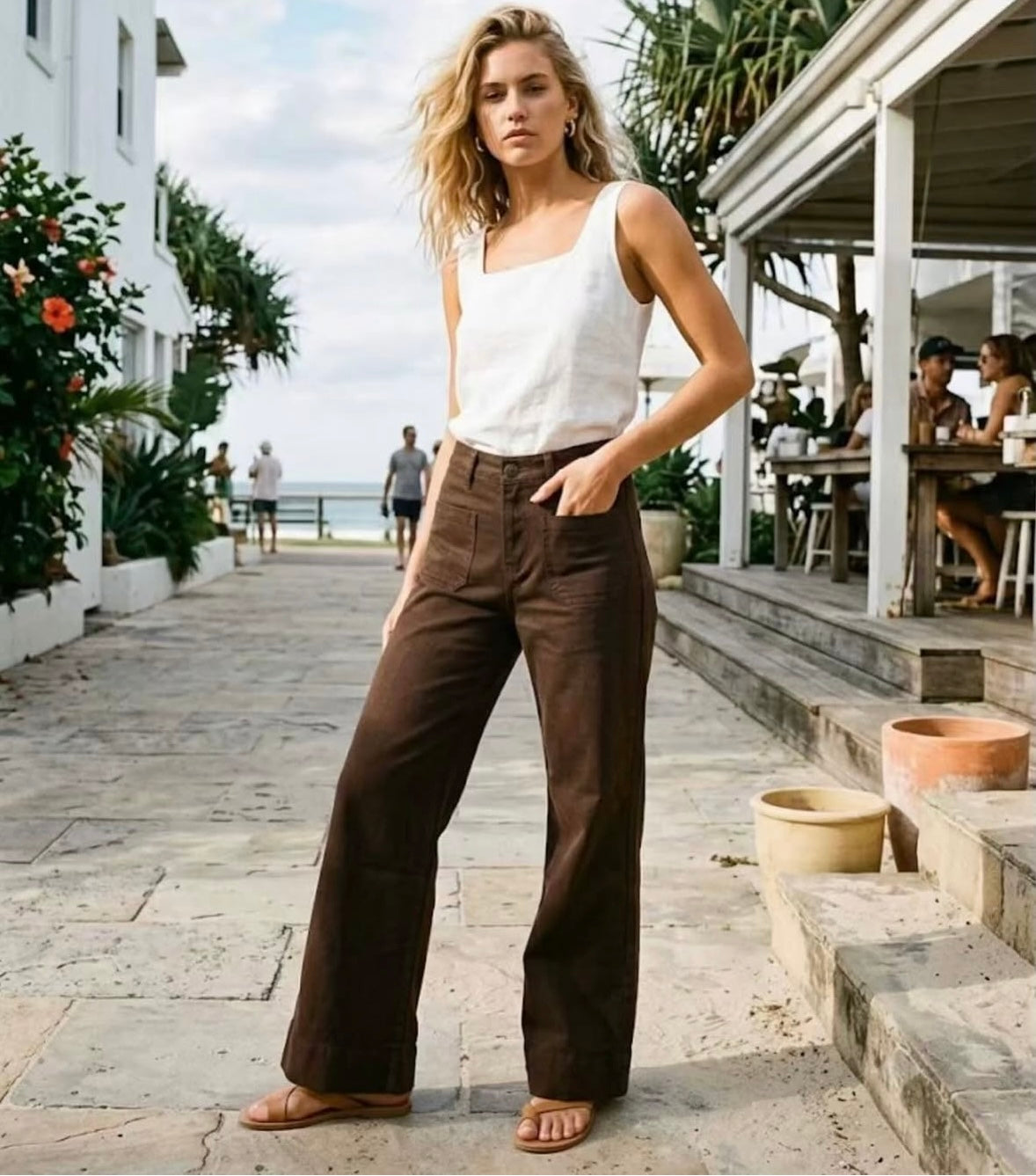 Isla Front Pocket Chocolate Denim by Artikle Clothing