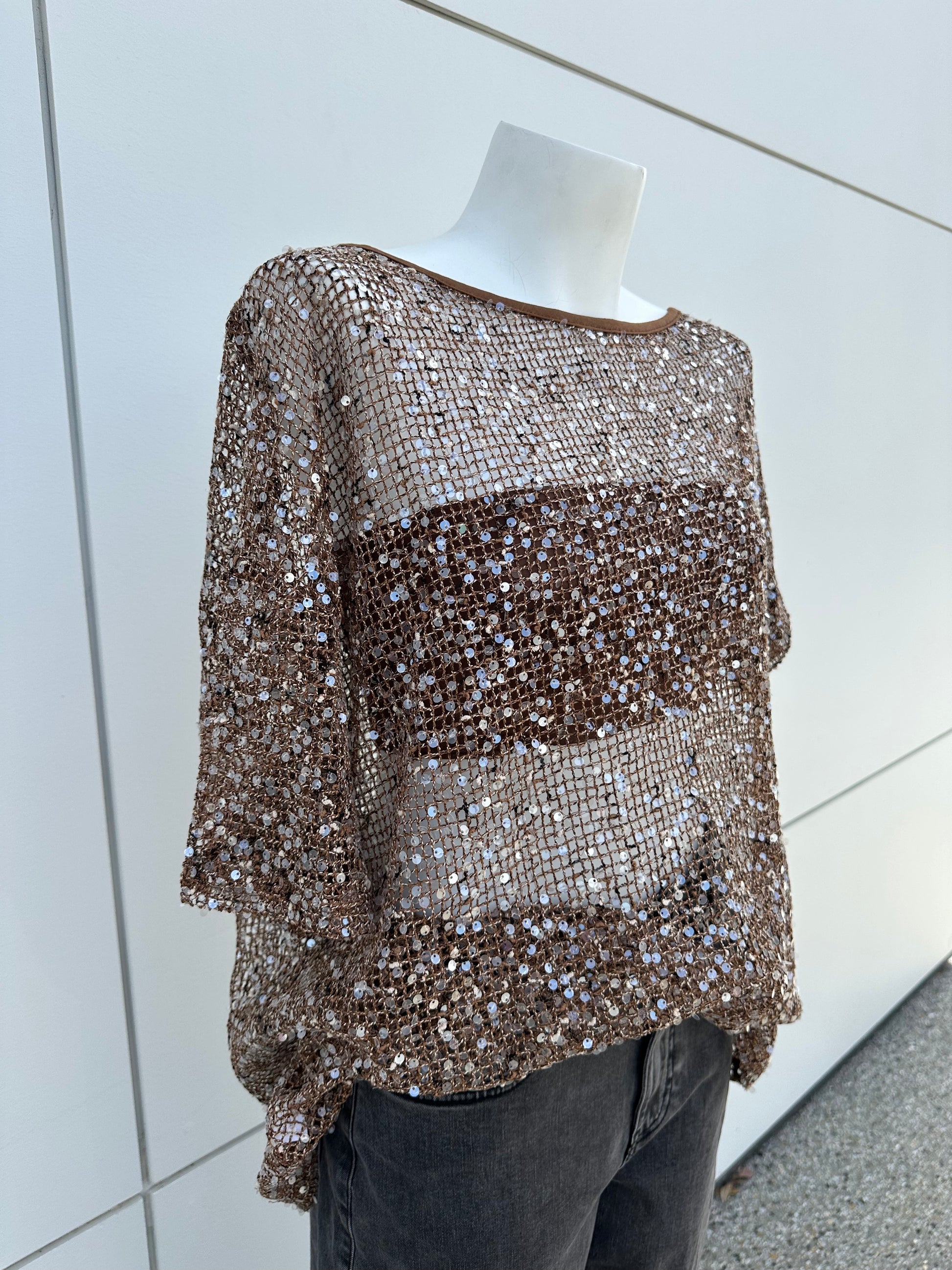 By Frankie Sequin Tee - Chocolate by Artikle Clothing