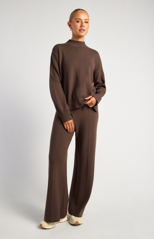 Detail Knit Pant - Chocolate