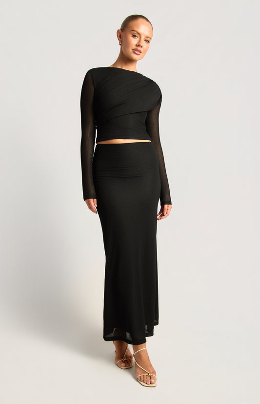 Luna Textured Mesh Set with Cape - Black by Artikle Clothing