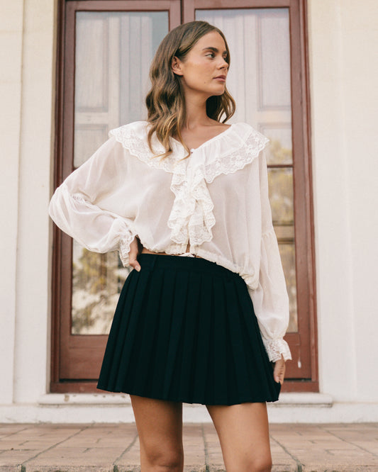 Eliz Lace Trim Blouse - Ivory by Artikle Clothing