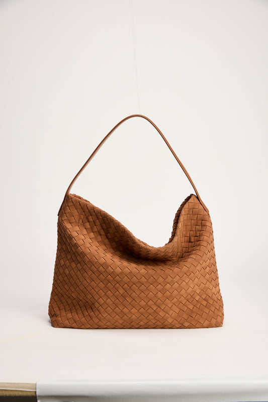 Vegan Suede Woven Bag - Caramel by Artikle Clothing
