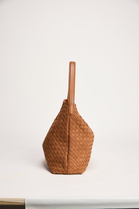 Vegan Suede Woven Bag - Caramel by Artikle Clothing