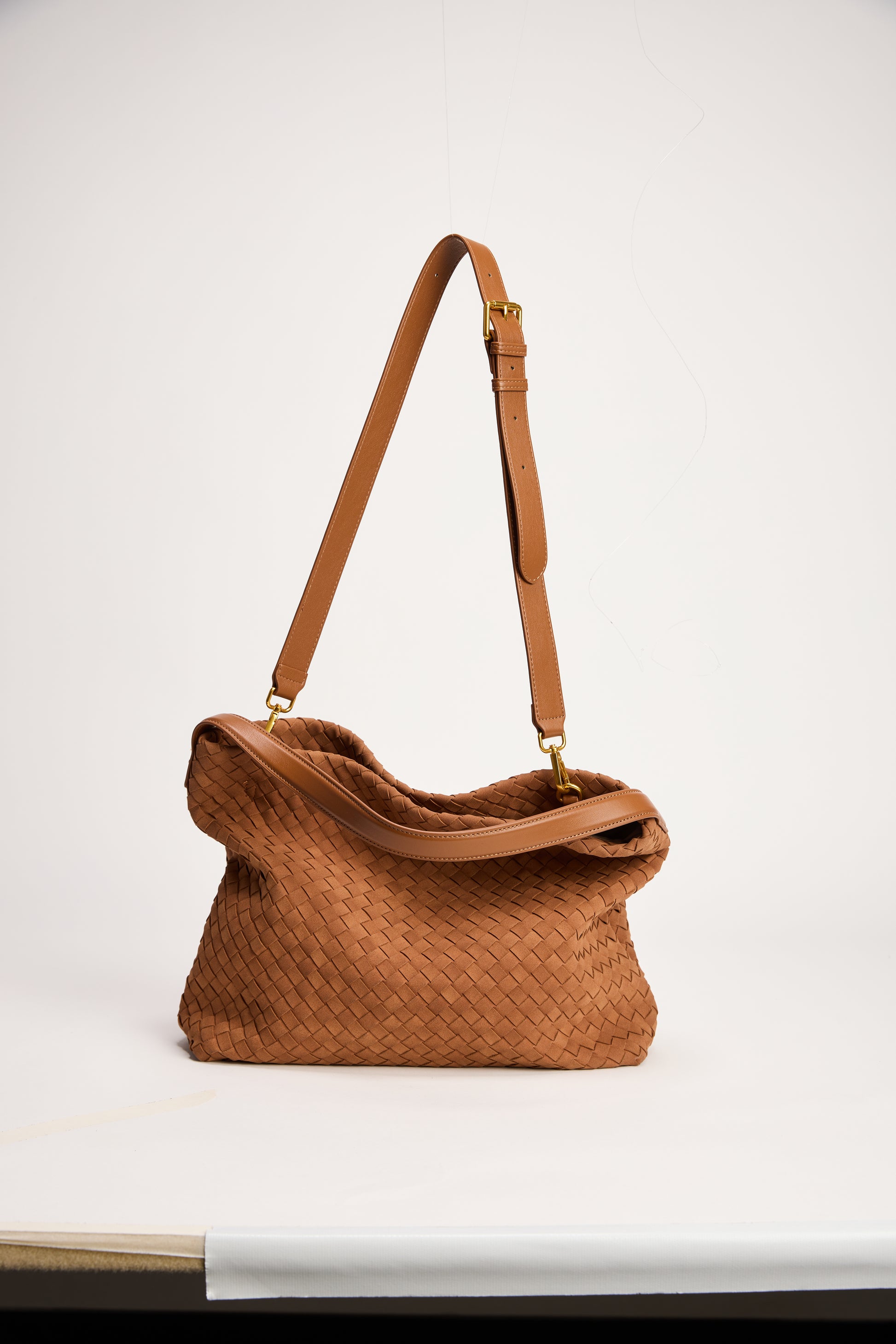 Vegan Suede Woven Bag - Caramel by Artikle Clothing