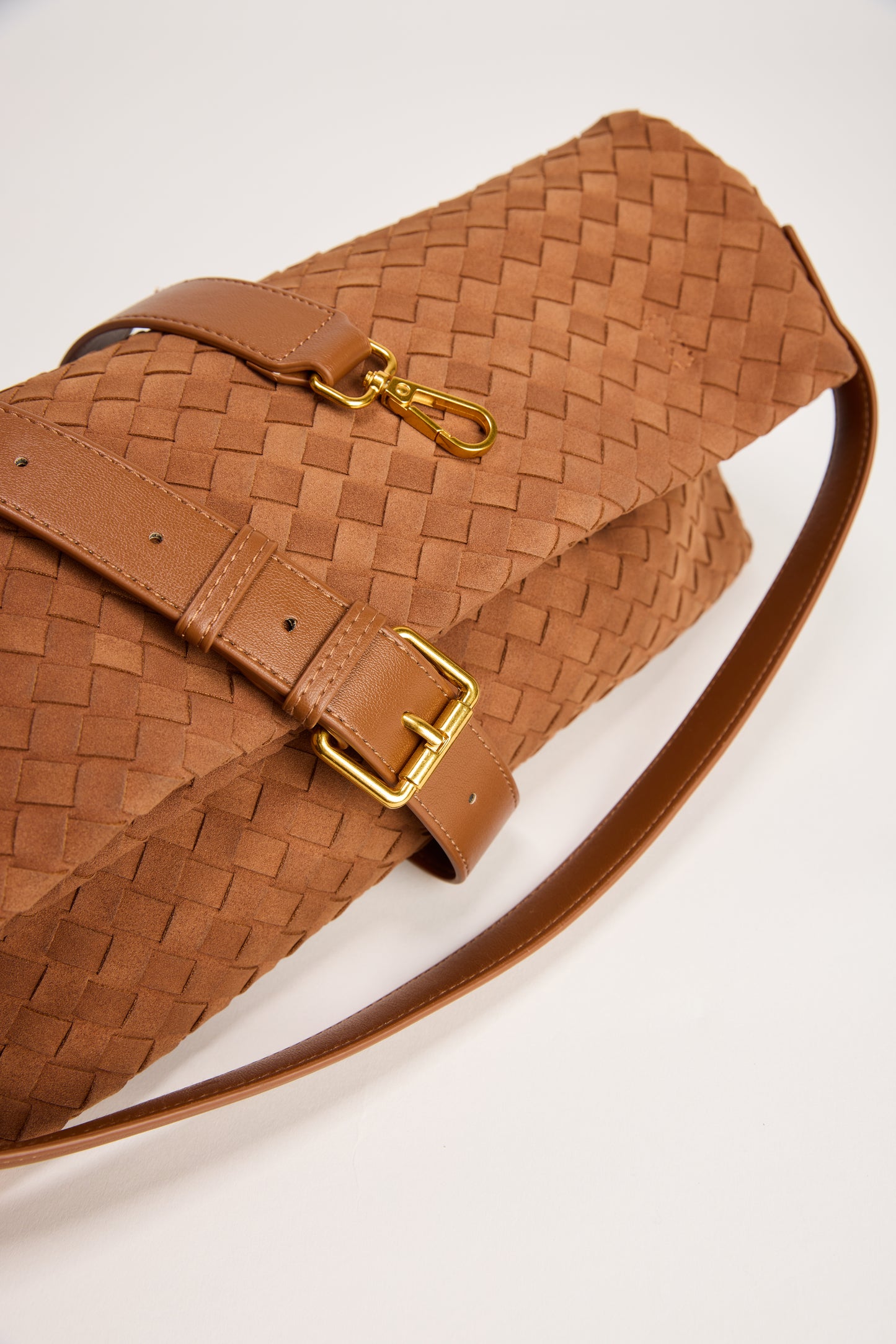 Vegan Suede Woven Bag - Caramel by Artikle Clothing