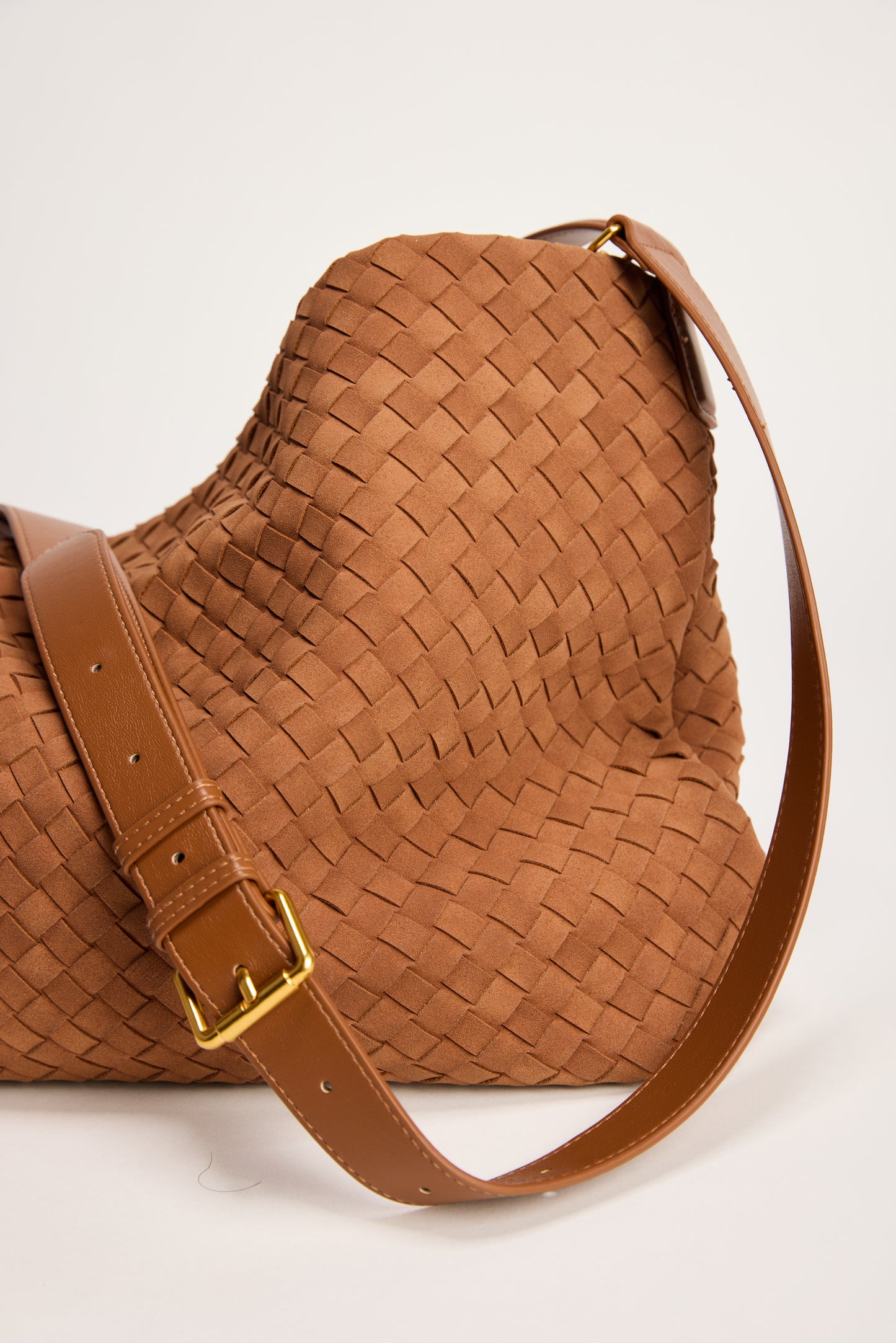 Vegan Suede Woven Bag - Caramel by Artikle Clothing