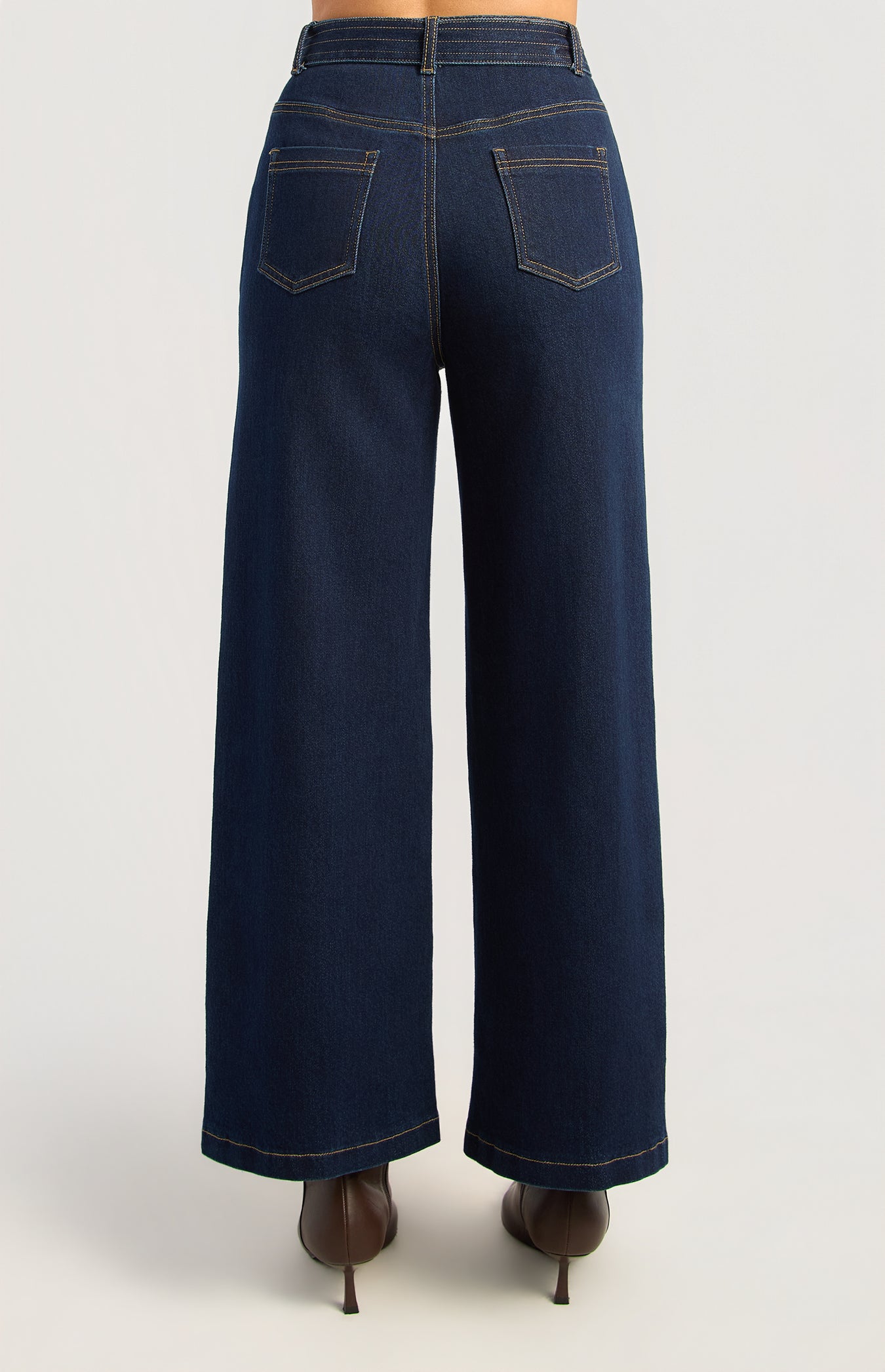 Patch Pocket Denim Jeans with Gold Belt Buckle by Artikle Clothing