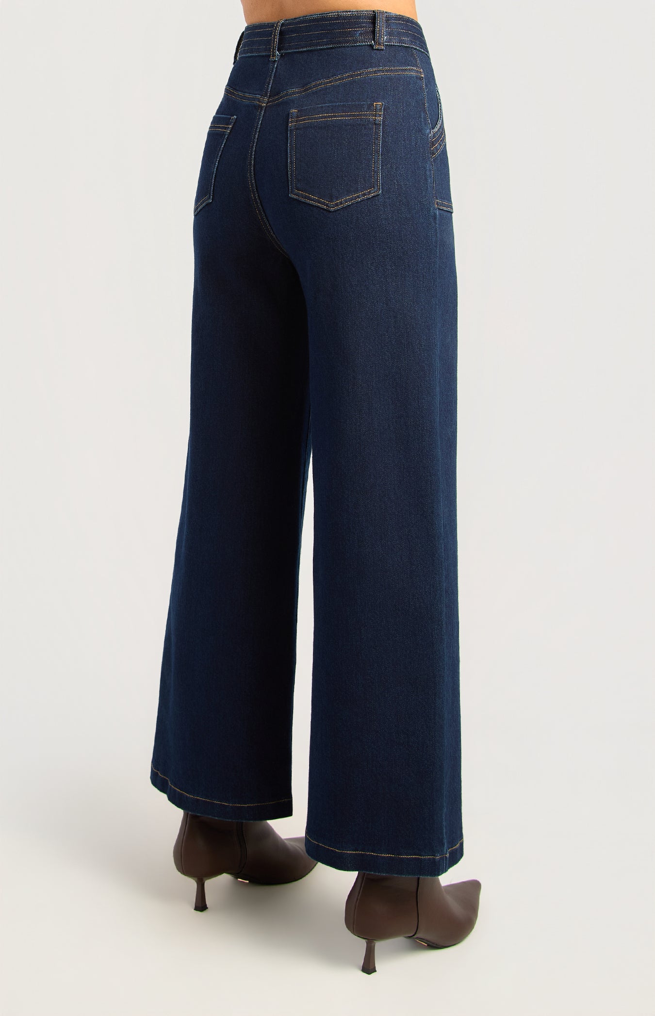 Patch Pocket Denim Jeans with Gold Belt Buckle by Artikle Clothing
