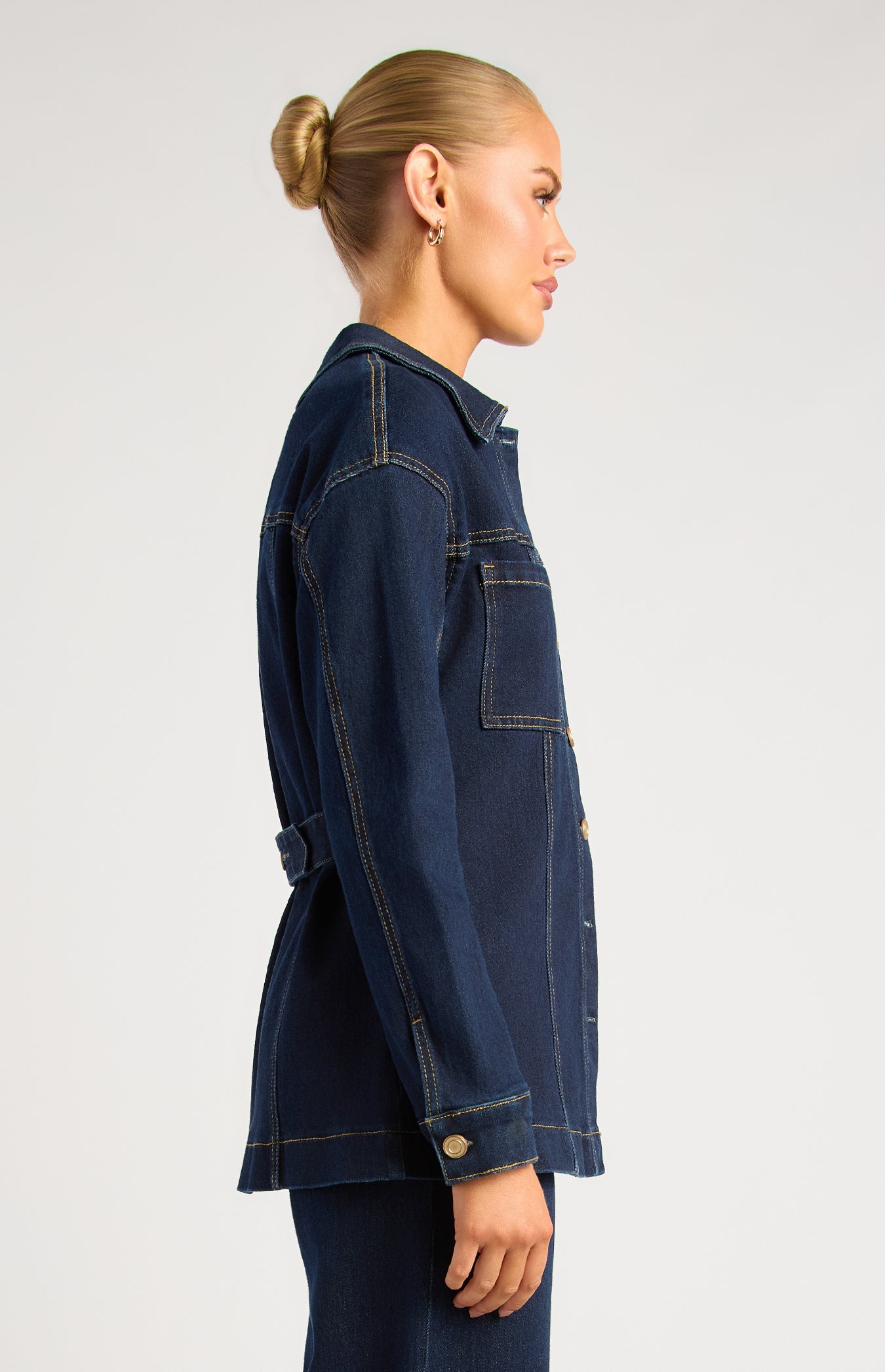 Denim Jacket with Adjustable Back Tab - Dark Blue by Artikle Clothing