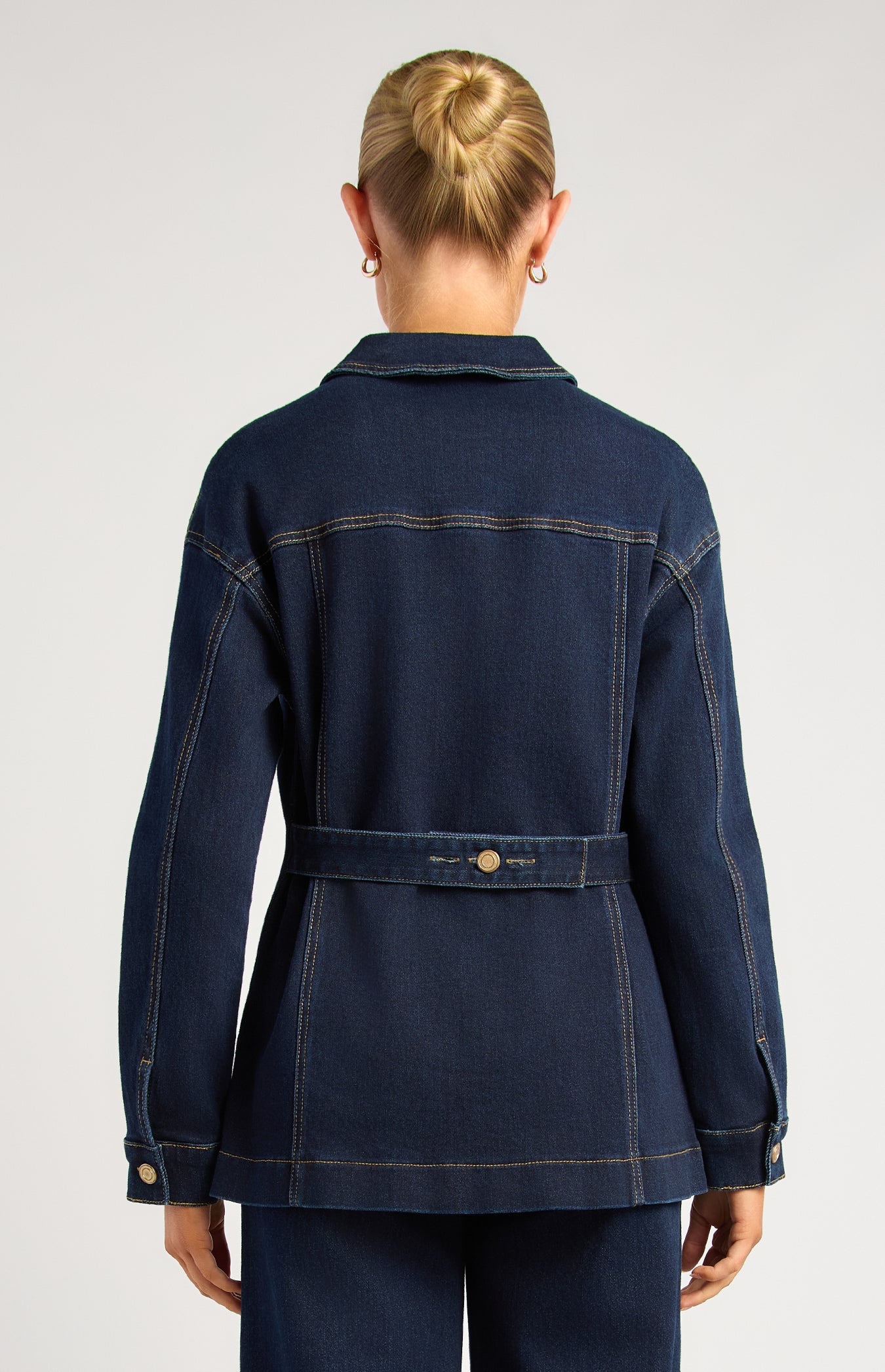 Denim Jacket with Adjustable Back Tab - Dark Blue by Artikle Clothing
