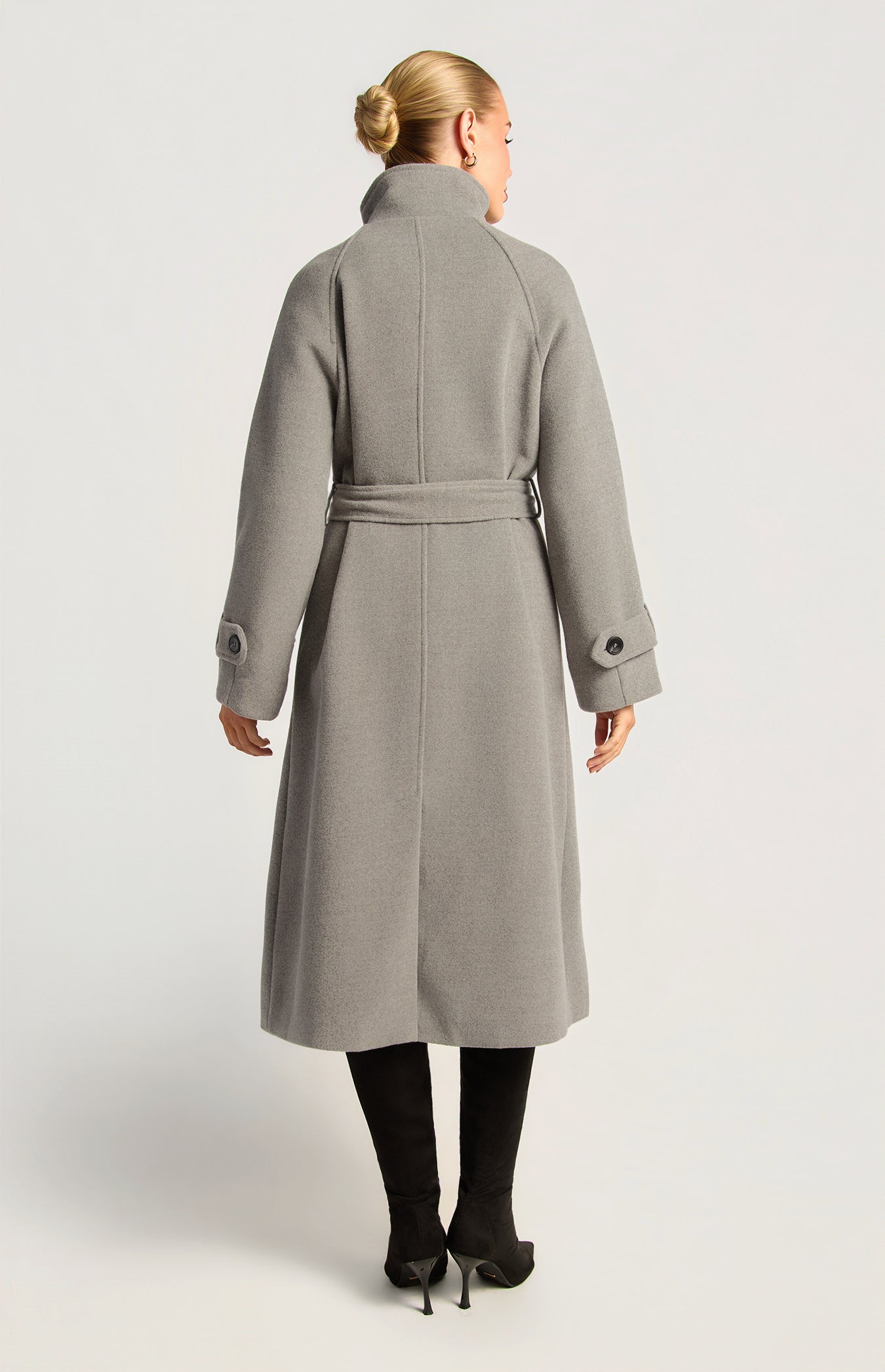 Vivienne Faux Wool Funnel Neck Coat - Grey by Artikle Clothing
