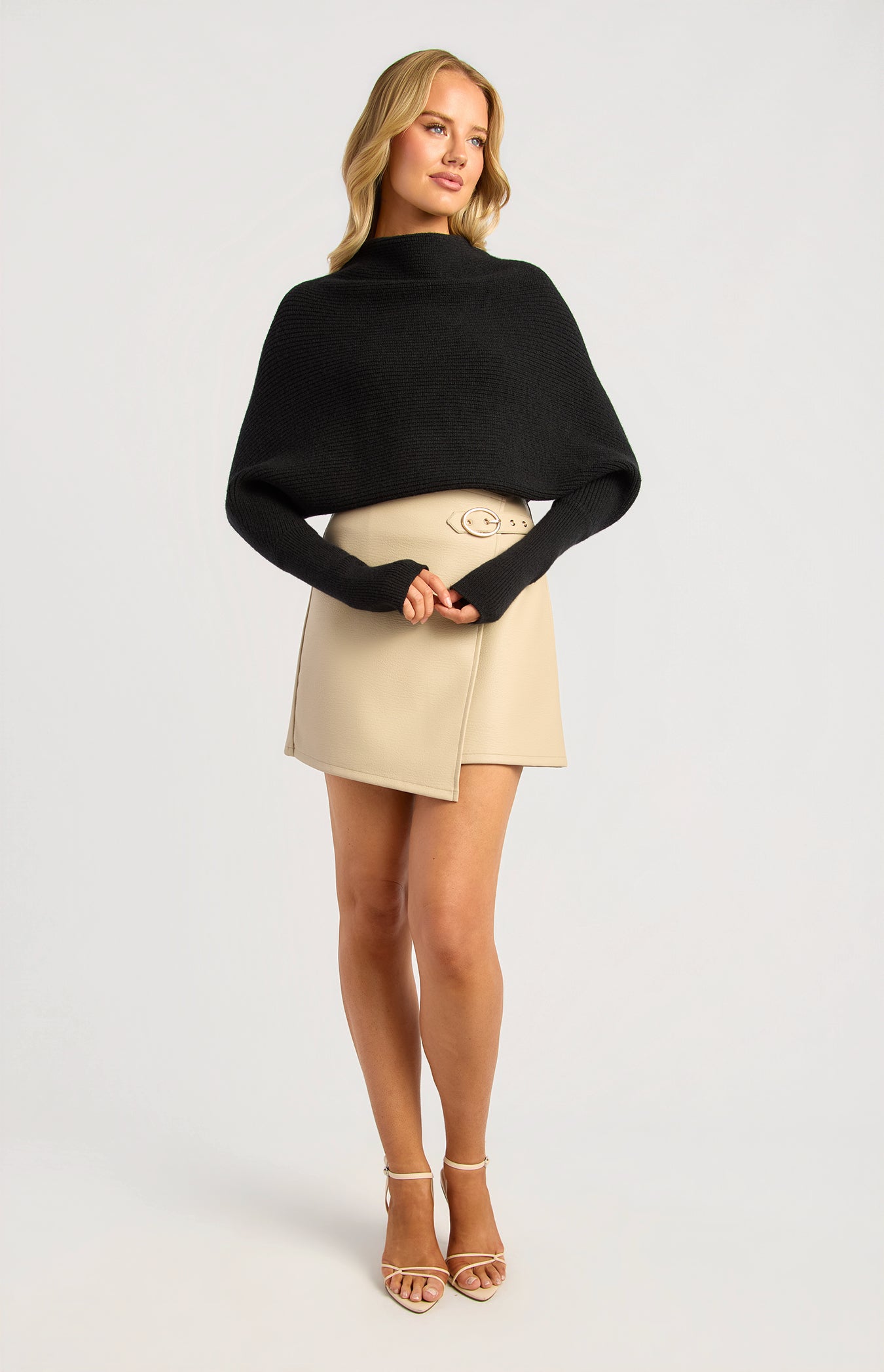 Batwing Rolled Neck Knit - Black by Artikle Clothing