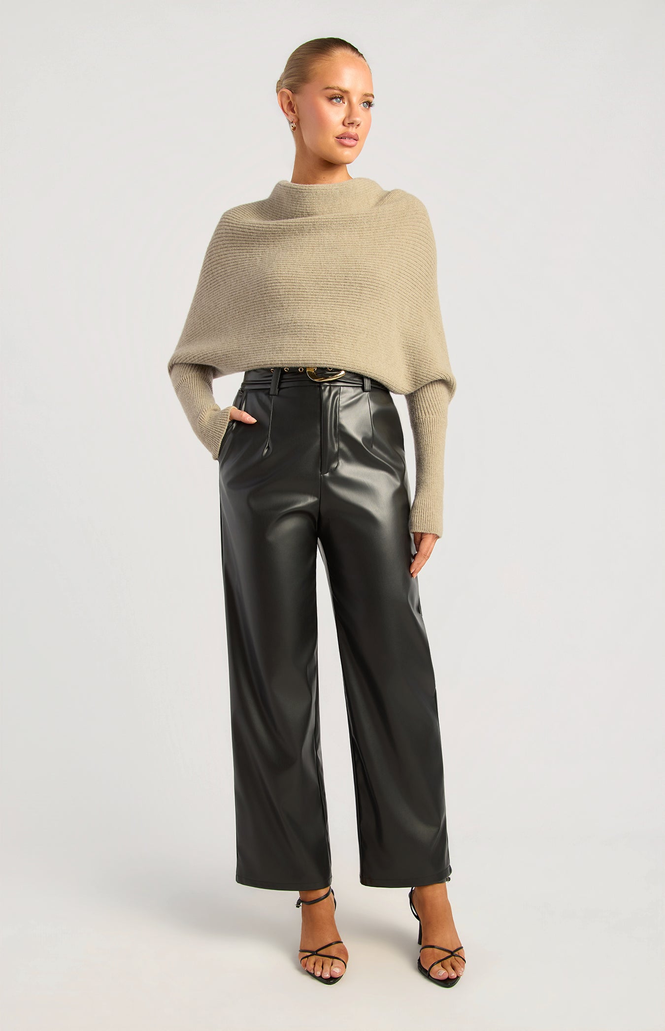 Batwing Rolled Neck Knit - Oatmeal by Artikle Clothing