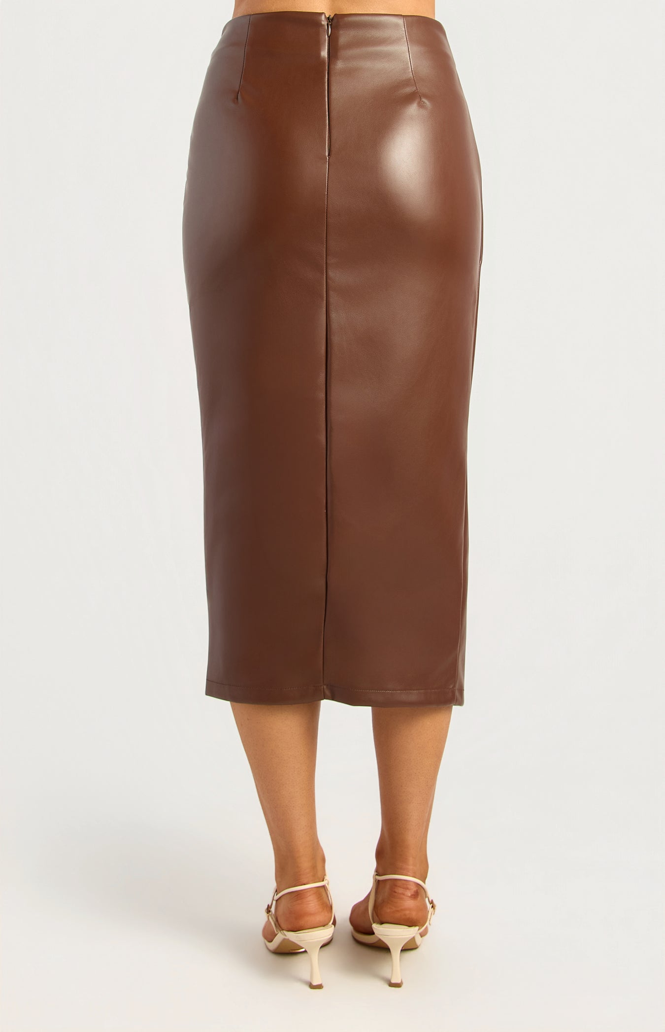 Stella Faux Leather Skirt - Chocolate by Artikle Clothing