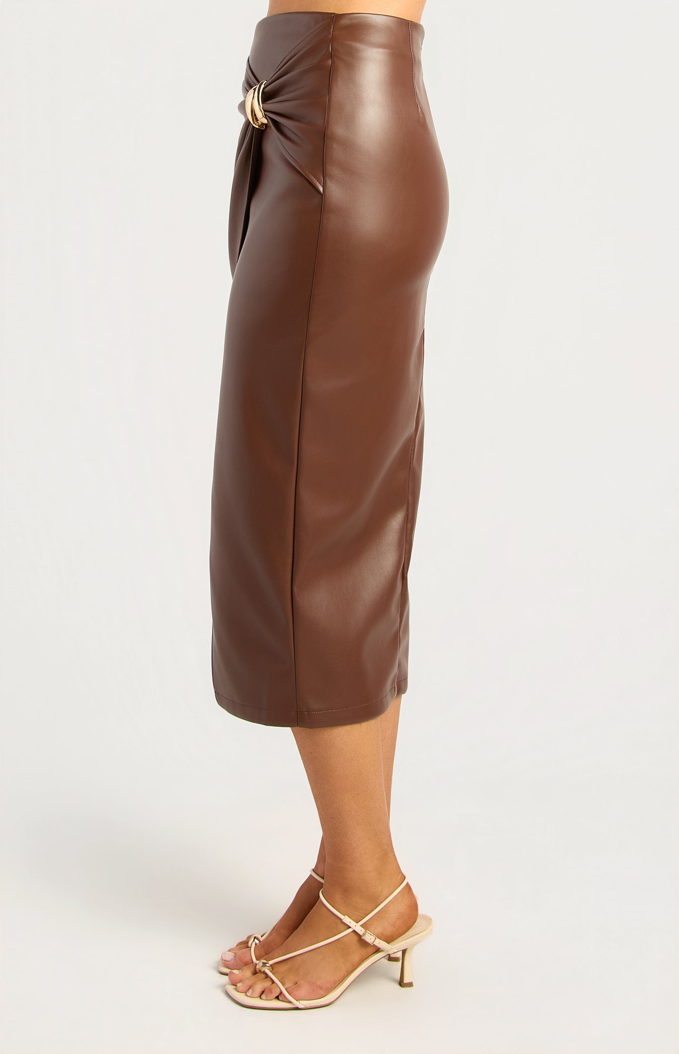 Stella Faux Leather Skirt - Chocolate by Artikle Clothing