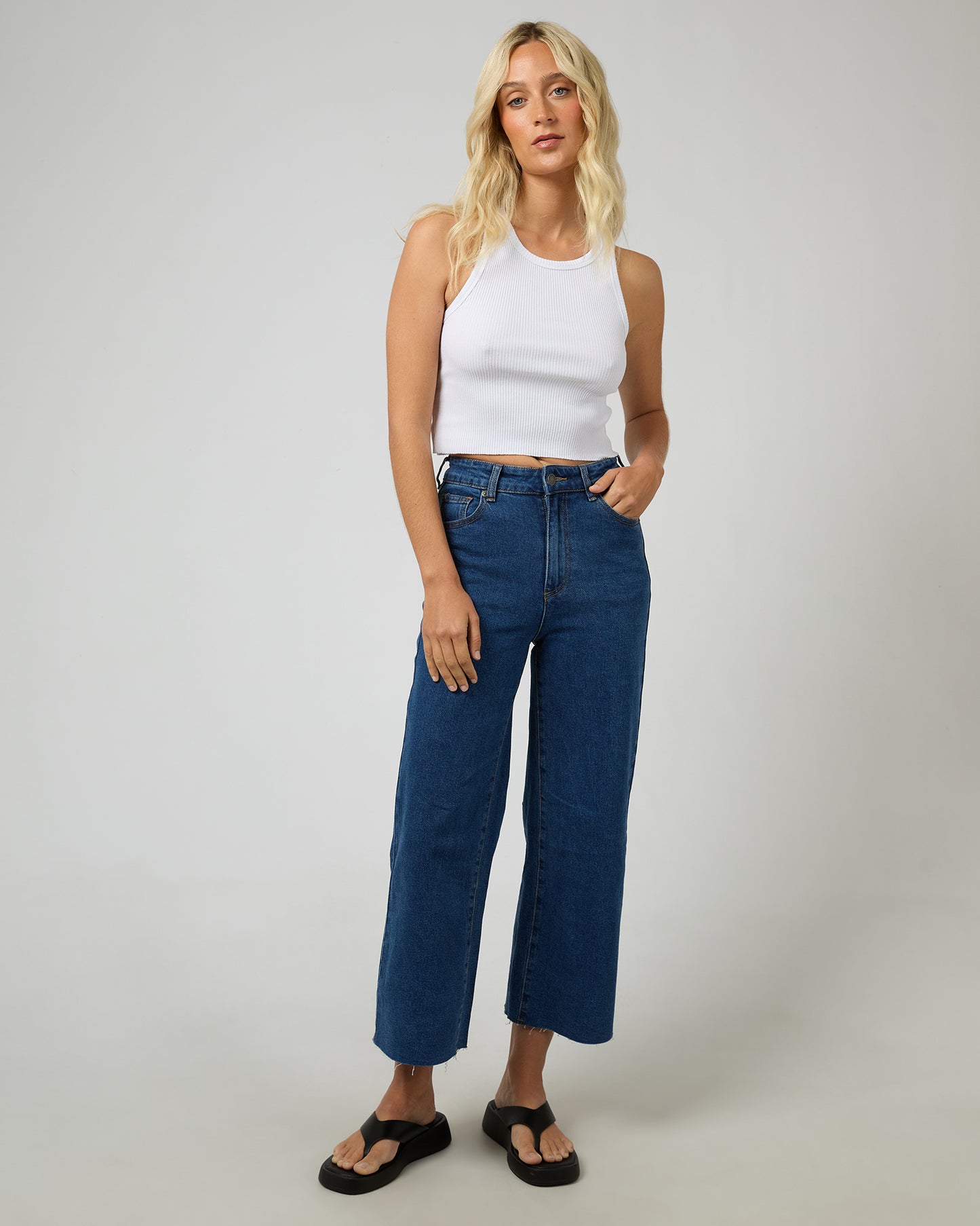 All About Eve Charlie High Rise Wide Leg - Mid Blue by Artikle Clothing