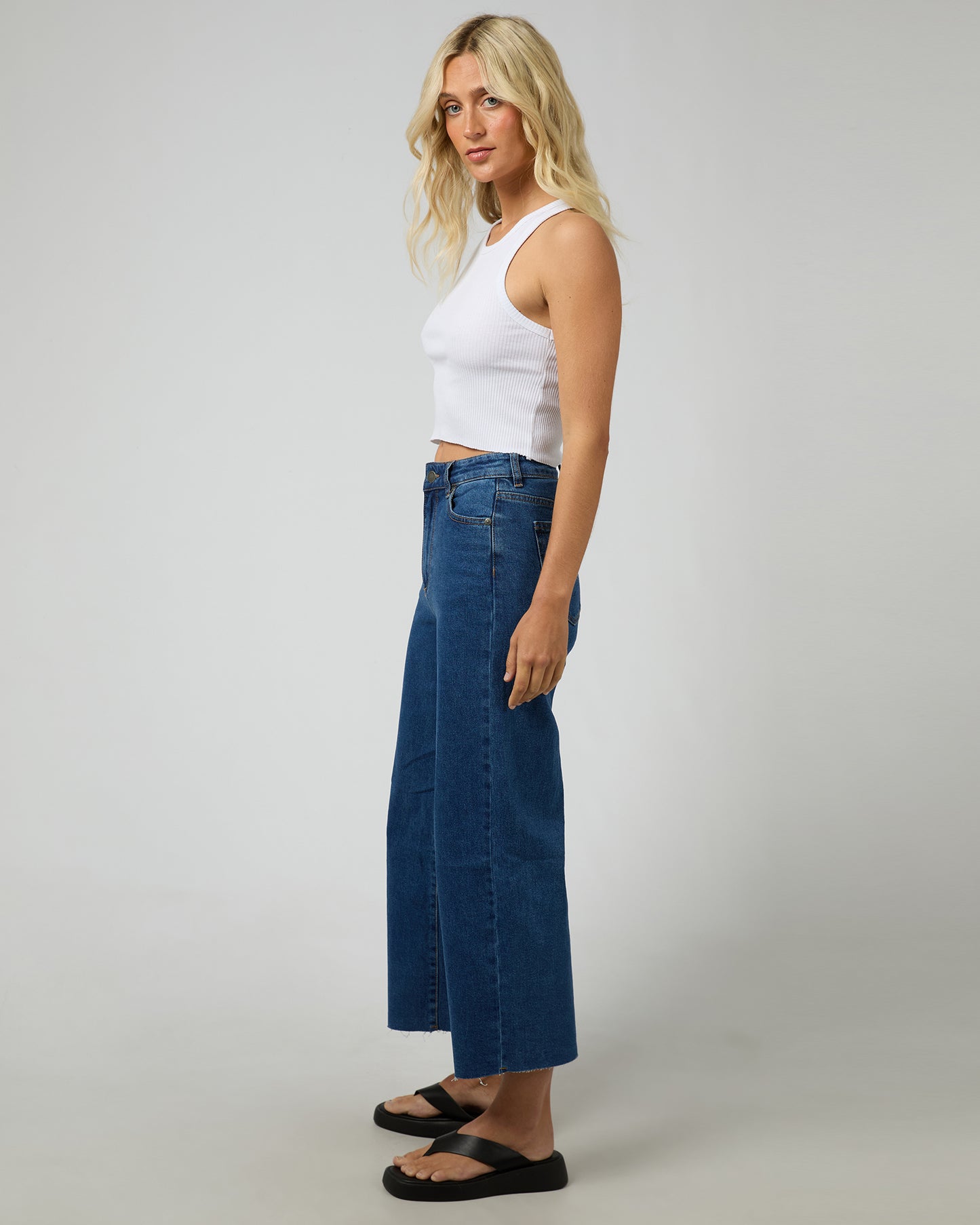All About Eve Charlie High Rise Wide Leg - Mid Blue by Artikle Clothing
